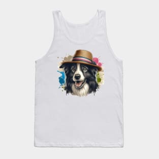 Border Collie Splash Art Tank Top